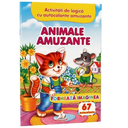 Activitati de logica cu autocolante amuzante. Animale amuzante. Formeaza imaginea 67 autocolante