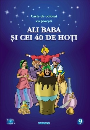 Ali Baba si cei 40 de hoti - carte de colorat cu povesti (format A4)