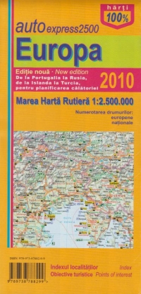 AutoExpress2500 Europa - Mare harta rutiera 1:2.500.000 (Editie noua 2010)