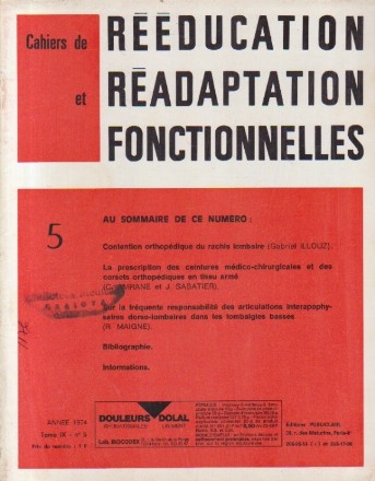 Cahiers de Reeducation et Readaptation Fonctionnelles 5/1974