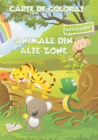 Carte de colorat cu abtibilduri. Animale din alte zone