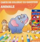 Carte de colorat cu ghicitori - Animale + Creioane color 12 culori