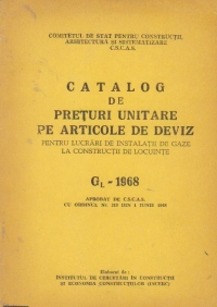 Catalog de preturi unitare pe articole de deviz pentru lucrari de instalatii de gaze la constructii de locuinte