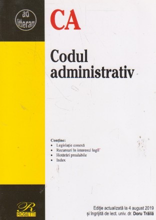 Codul Administrativ, actualizat la 4 august 2019