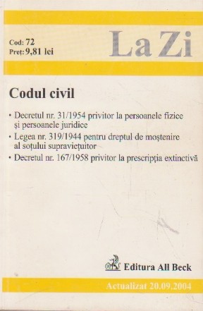 Codul civil. Actualizat 20.09.2004