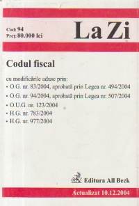 Codul Fiscal - actualizat 10.12.2004