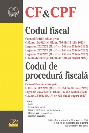 Codul fiscal,Codul de procedură fiscală : recursuri în interesul legii, hotărâri prealabile, legislaţie conexă, index