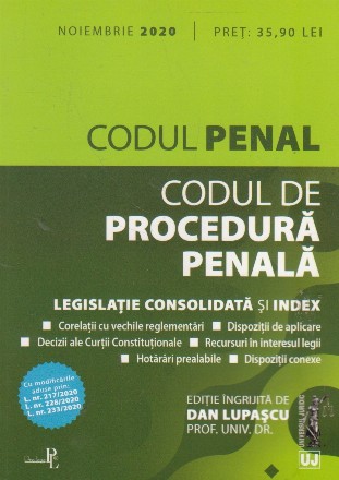 Codul Penal si Codul de Procedura Penala. Noiembrie 2020