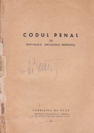 Codul Penal al Republicii Socialiste Romania, Editie 1975