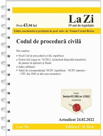 Codul de procedură civilă : actualizat februarie 2022