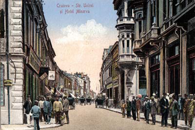 Craiova veche: Strada Unirii animata, Hotel Minerva, 1921 (Poster)