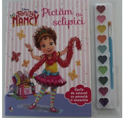 Disney. Fancy Nancy. Pictam cu sclipici. Carte de colorat cu pensula si acuarele