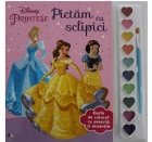 Disney. Printese. Pictam cu sclipici. Carte de colorat cu pensula si acuarele