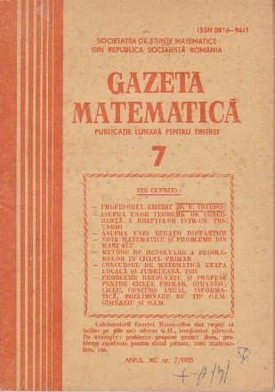 Gazeta matematica, Nr. 7/1985