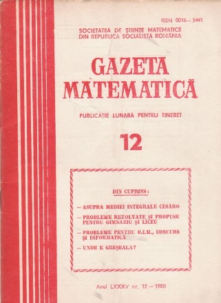 Gazeta Matematica, 12/1980