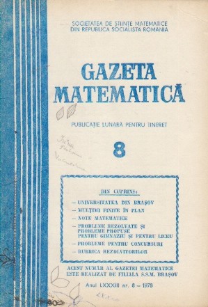 Gazeta Matematica, Nr. 8 - August 1978