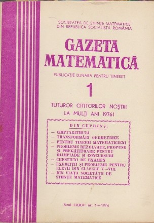 Gazeta Matematica, Nr. 1 - Ianuarie 1976