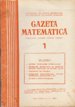 Gazeta Matematica, Nr. 1 - Ianuarie 1977