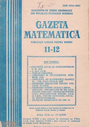 Gazeta matematica,  Noiembrie-Decembrie 1988