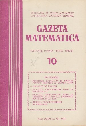 Gazeta Matematica, Nr. 10 - Octombrie 1976