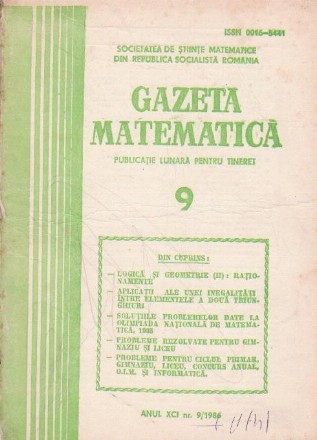 Gazeta matematica,  Septembrie 1986