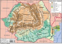 Harta fizica a Romaniei - Harta judetelor, municipiilor si oraselor Romaniei (plansa A4 fata - verso)