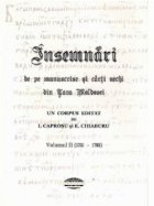 Insemnari de pe manuscrise si carti vechi din Tara Moldovei, Vol. II: 1751-1795