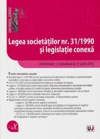 Legea societatilor nr. 31/1990 si legislatie conexa. Actualizat la 17 iunie 2013