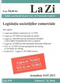 Legislatia societatilor comerciale (actualizat 15 iulie 2012). Cod 478