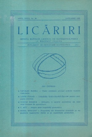 Licariri, Revista Liceului de Matematica-Fizica N. Balcescu Craiova, Ianuarie 1986