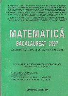 Matematica Bacalaureat 2007 Admiterea invatamantul