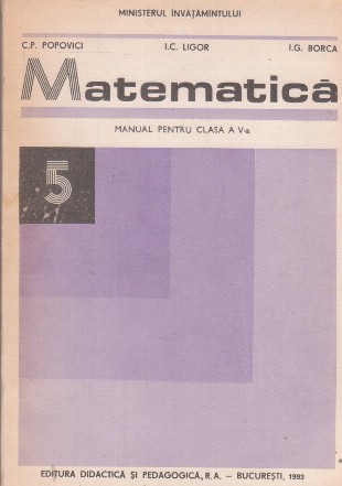 Matematica. Manual pentru clasa a V-a