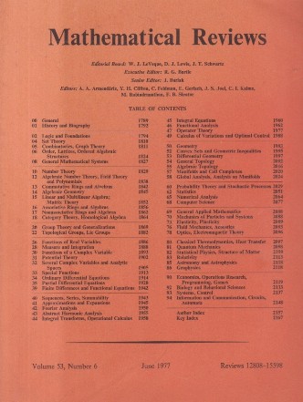 Mathematical Reviews, June 1977