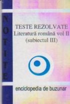 Notite Teste rezolvate Literatura romana