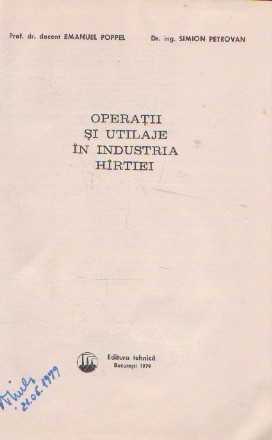 Operatii si utilaje in industria hirtiei