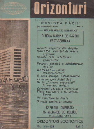 Orizonturi - revista pacii, August-Septembrie  1961