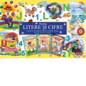 Pachet Economic 3 carti Litere si cifre: 1. Abecedar. Prima mea carte; 2. Invatam impreuna Literele si Cifrele; 3. Invatam sa numaram pana la 10