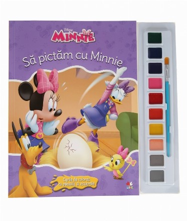 Sa pictam cu Minnie. Carte de colorat cu pensula si acuarele