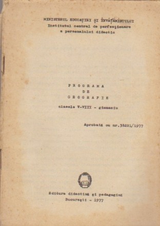 Programa de Geografie, Clasele V-VIII - Gimnaziu