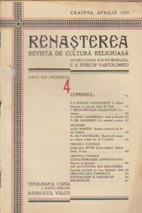 Renasterea - Revista de cultura religioasa, Aprilie 1929