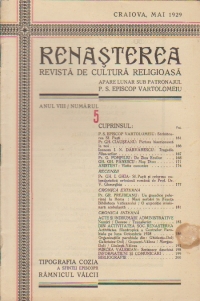 Renasterea - Revista de cultura religioasa, Mai 1929