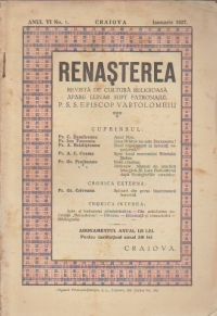 Renasterea - Revista de cultura religioasa, Ianuarie 1927