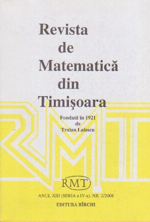 Revista de Matematica din Timisoara, Nr. 2/2008