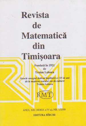 Revista de Matematica din Timisoara, Nr. 1/2008