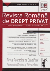 Revista romana de drept privat nr. 1/2013 - Anul Valeriu Stoica