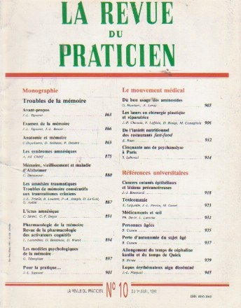 La revue du praticien, No 10, 1 Avril 1991