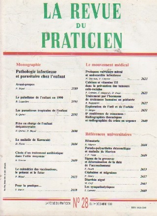 La revue du praticien, No 28, 1 Decembre 1990