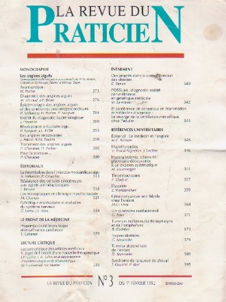 La revue du praticien, No 3, 1 Fevrier 1992