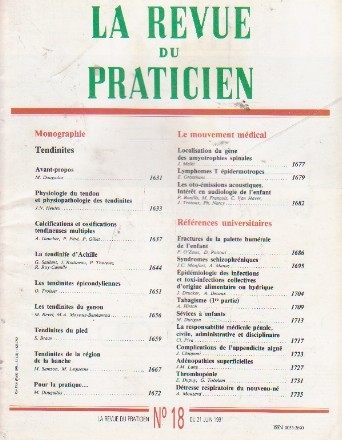 La revue du praticien, No 18, 21 Juin 1991