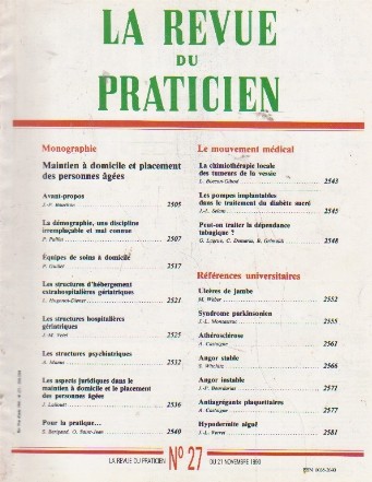 La revue du praticien, No 27, 21 Novembre 1990